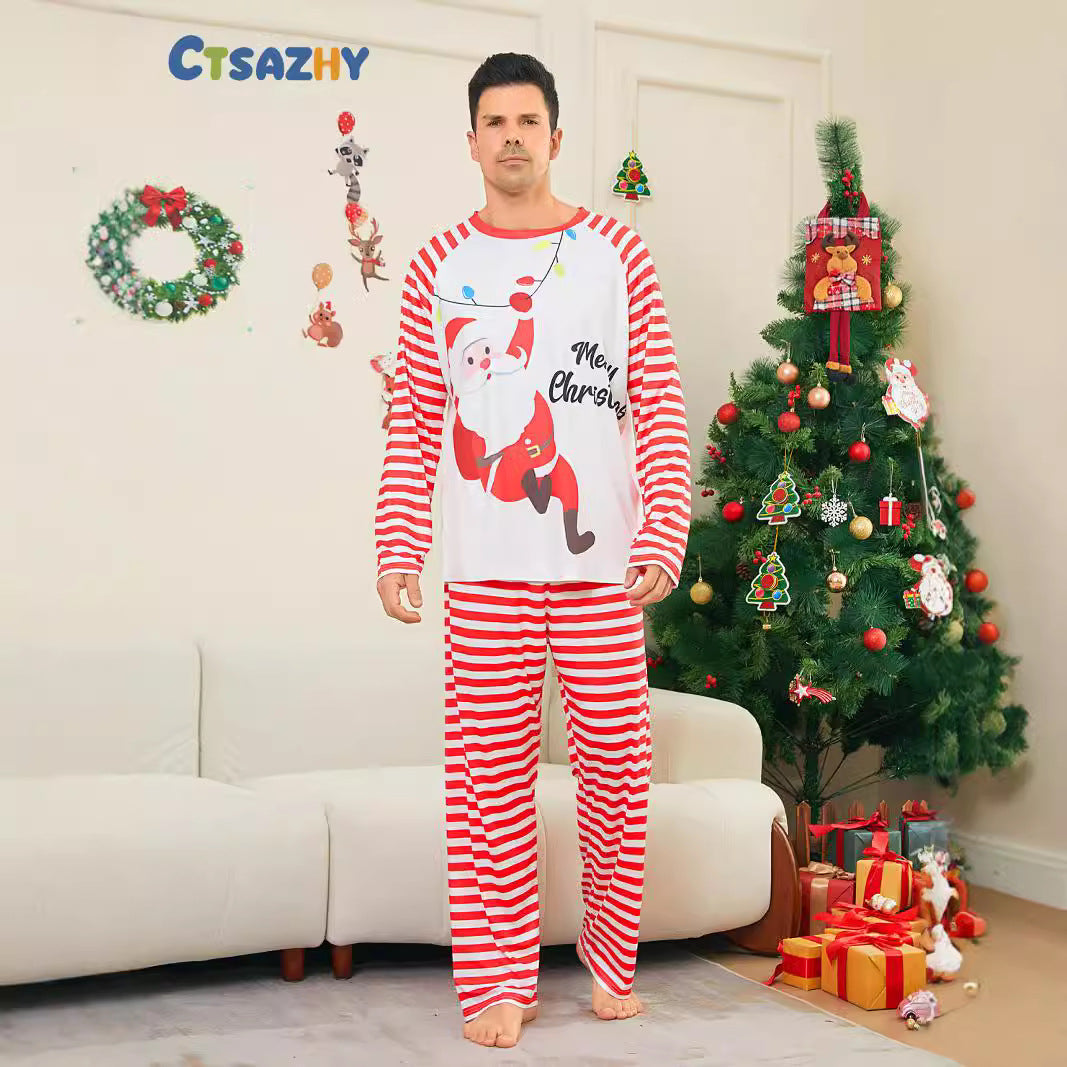 Christmas Santa Claus Snowflake Letter Print Family Matching Pajamas Sleepwear