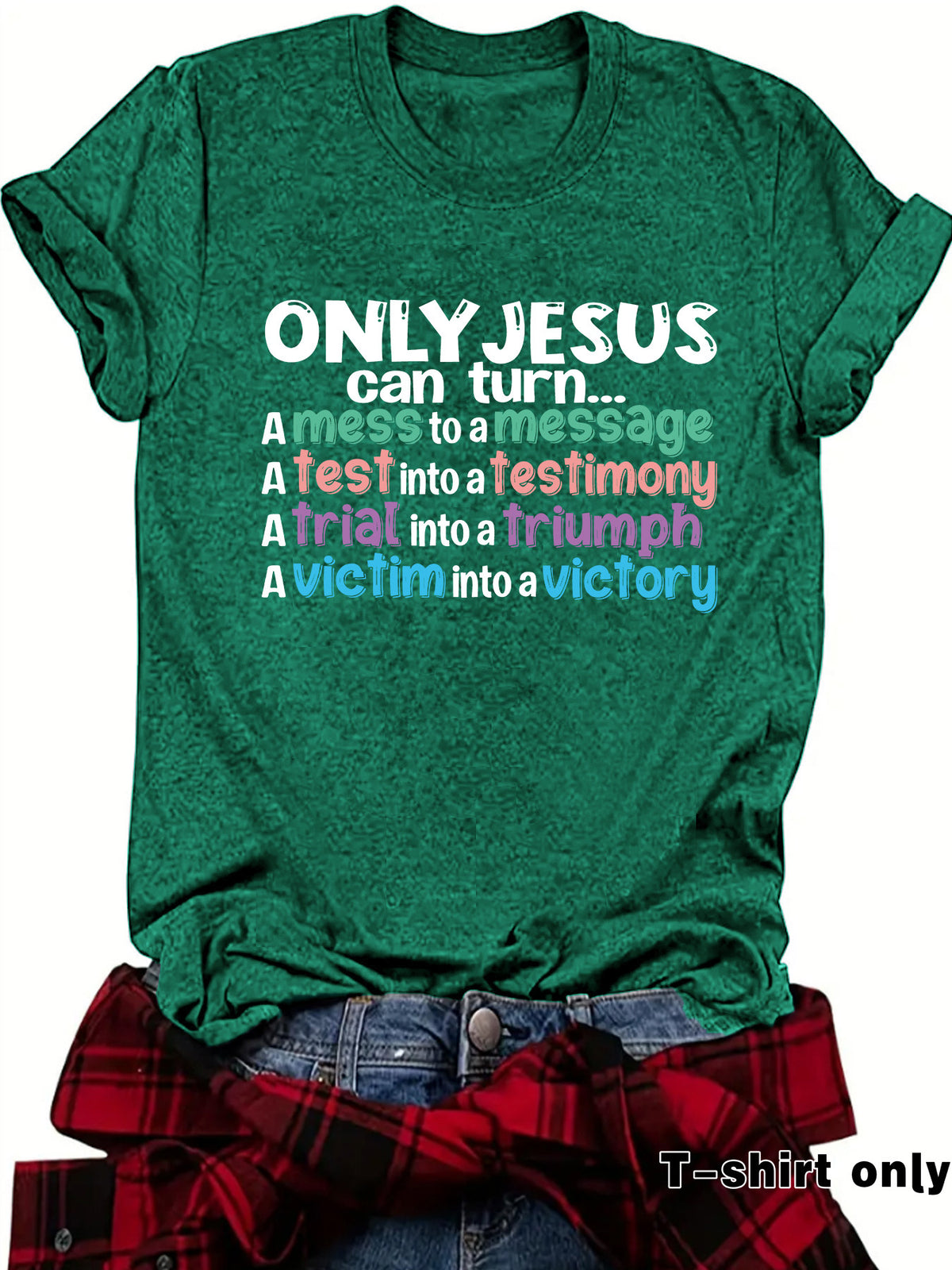 JESUS can turn new round neck loose short sleeved shirt