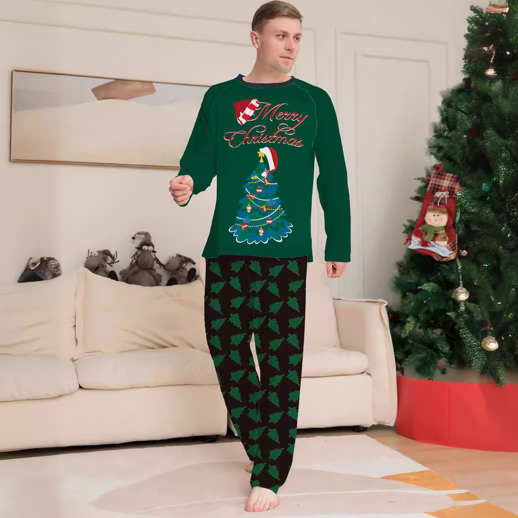 Family Christmas Matching Pajamas Long Sleeve Christmas Tree Home Wear Sleepwear