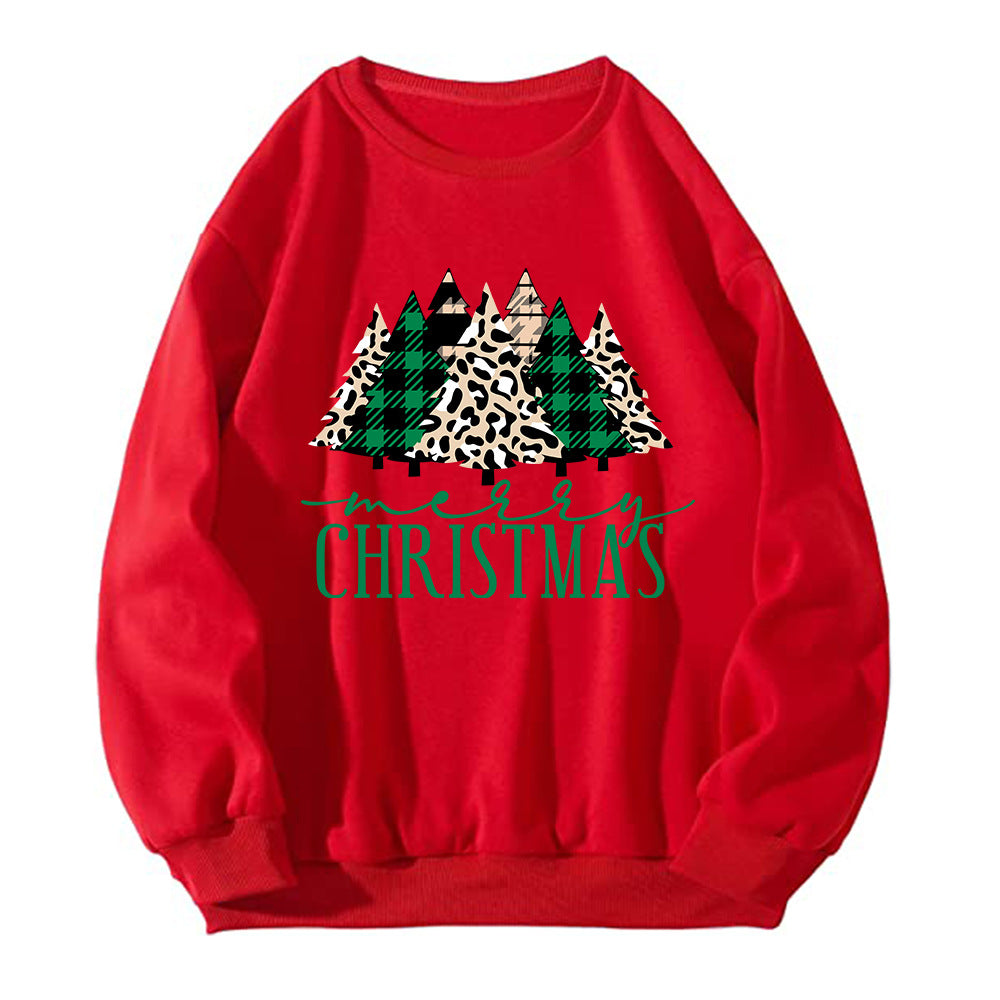 Christmas hoodie ladies' shoulder down long sleeved Christmas tree