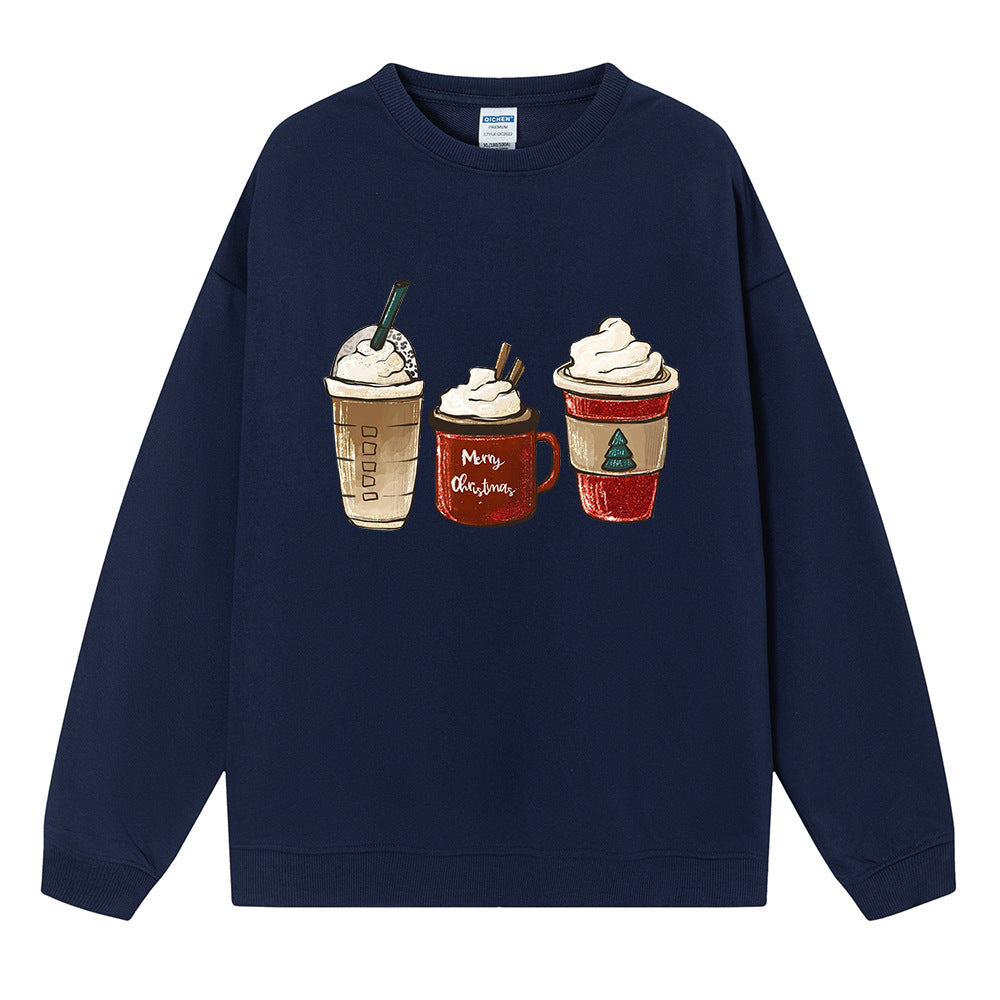 Christmas hoodie, ladies' shoulder down long sleeved Christmas ice cream