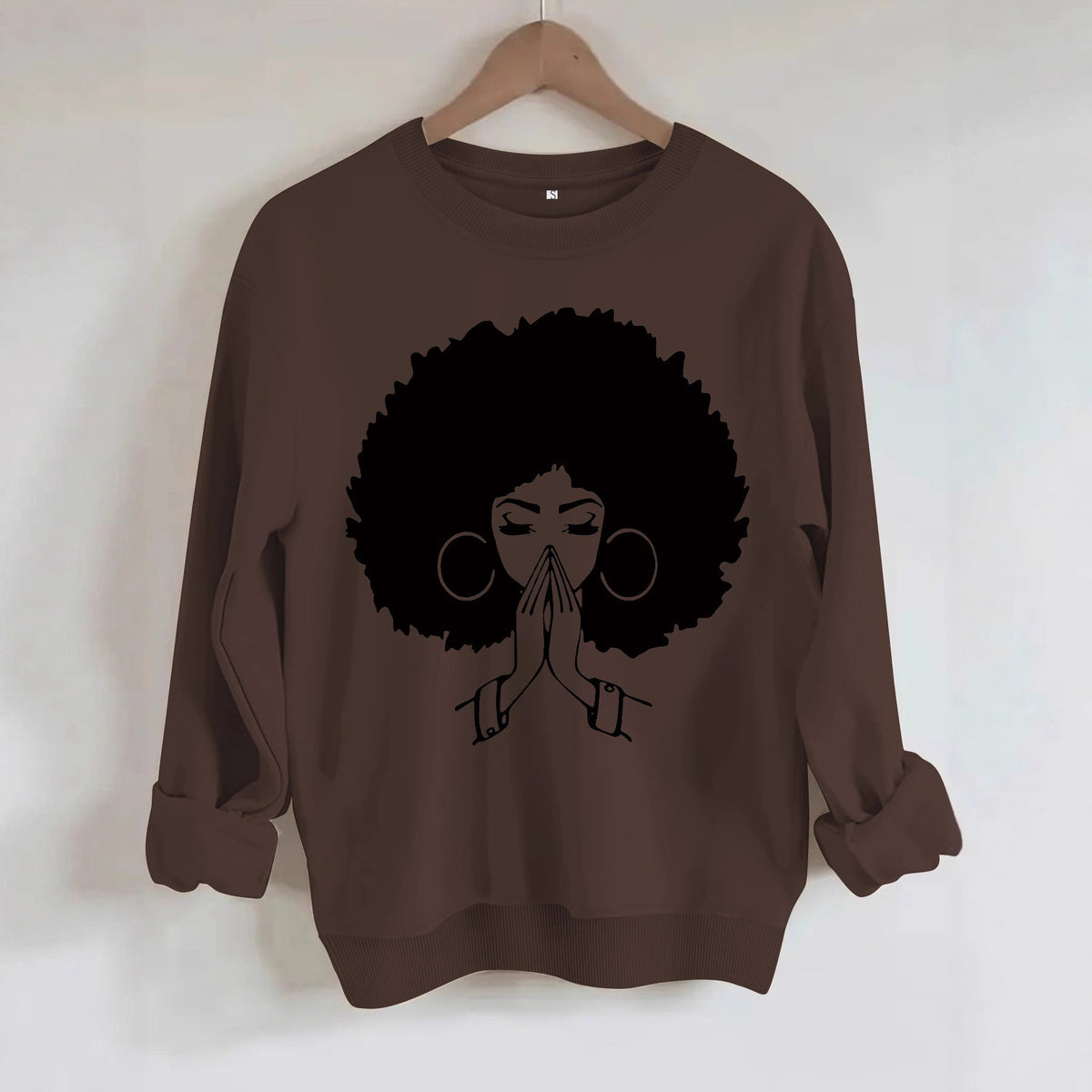 Sweatshirt Explosion Head Girl Prayer Pattern Print
