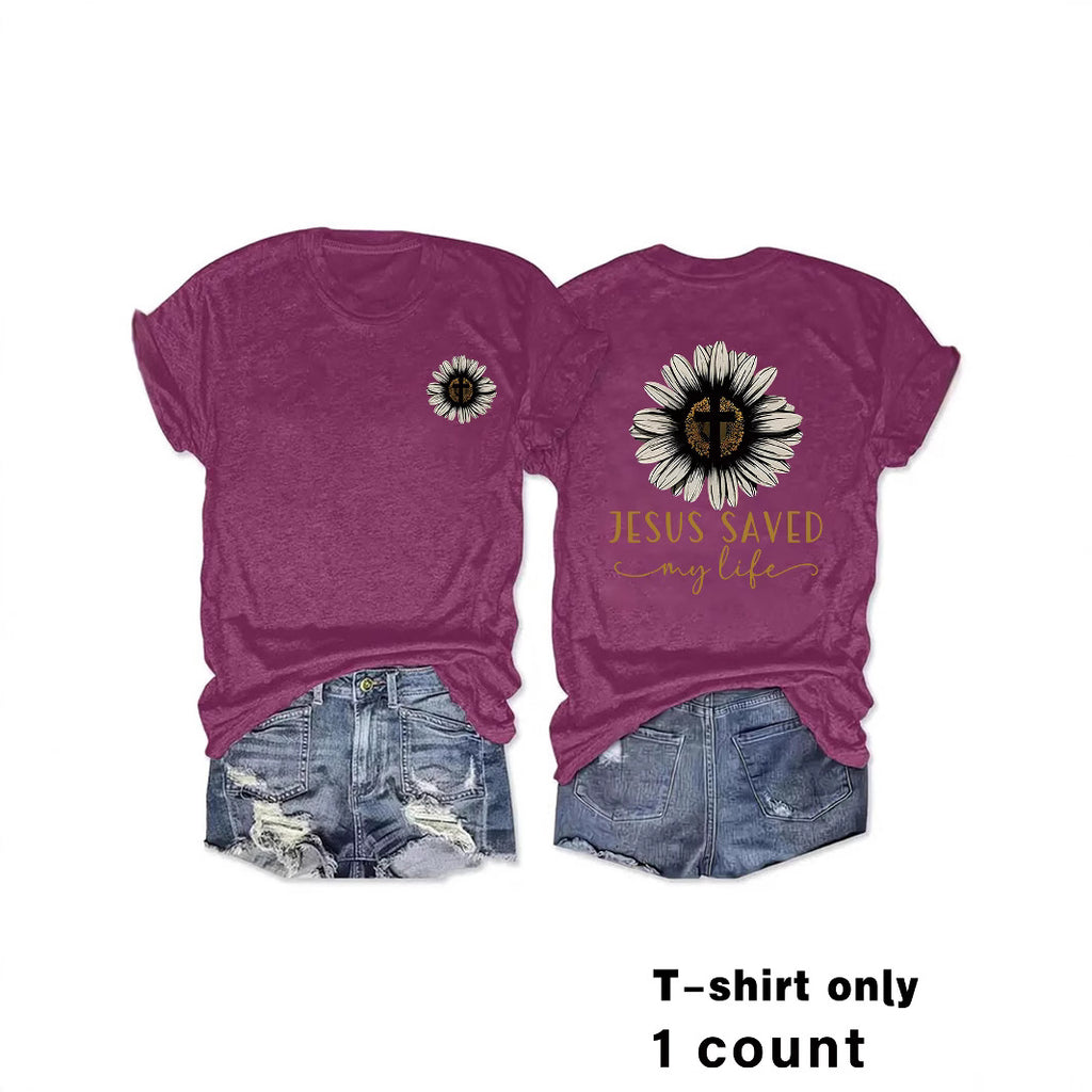 JESUS SAVED My Life Printed Summer New Short Sleeves