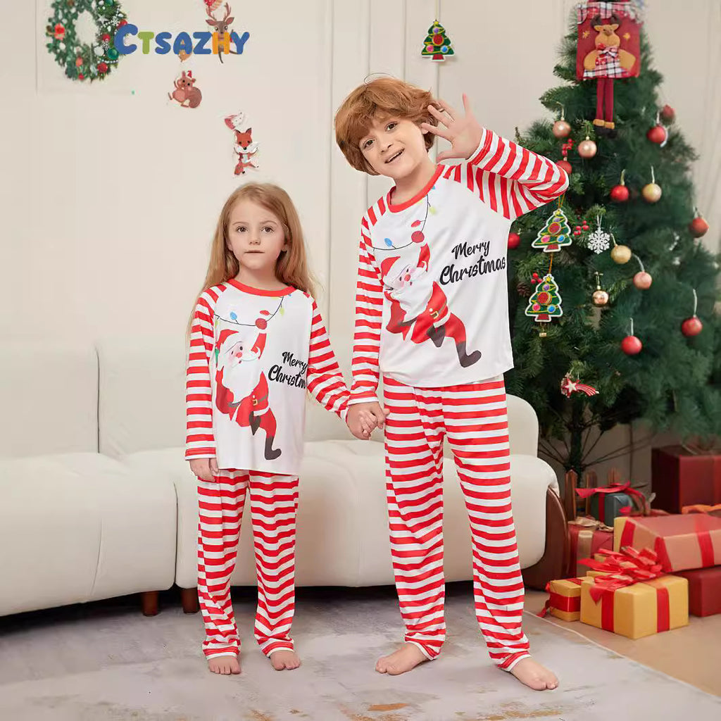 Christmas Santa Claus Snowflake Letter Print Family Matching Pajamas Sleepwear