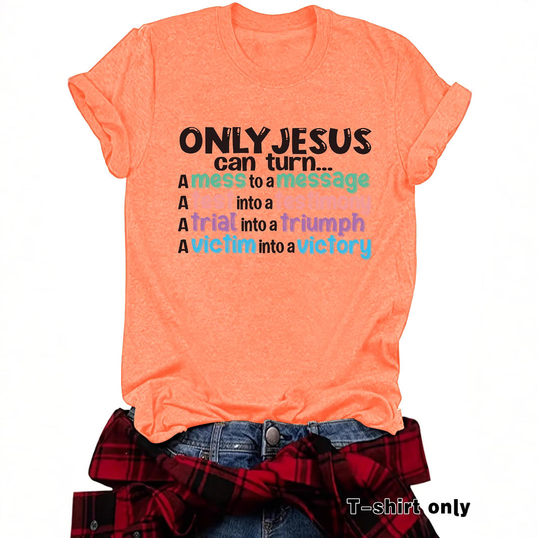 JESUS can turn new round neck loose short sleeved shirt