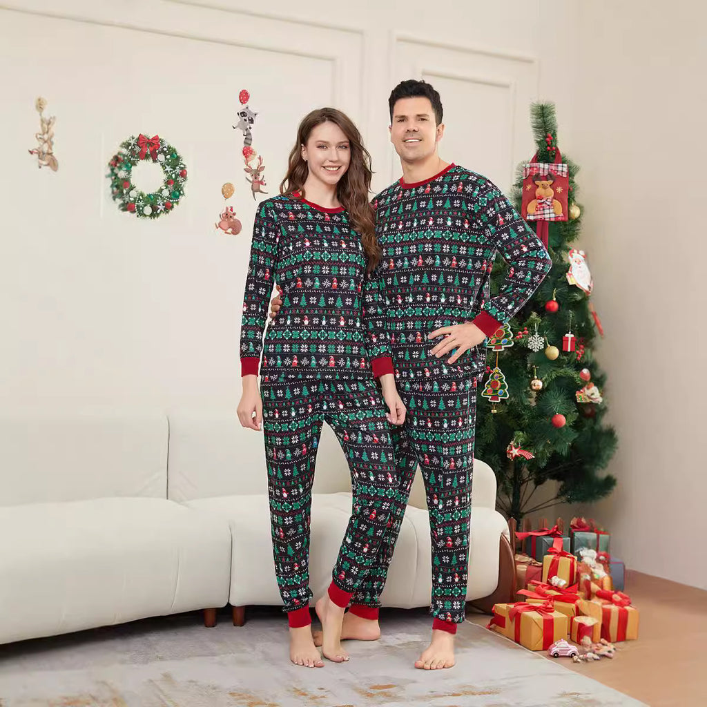 Christmas Tree Pattern Striped Full Floral Print Family Matching Pajamas Sleepwear