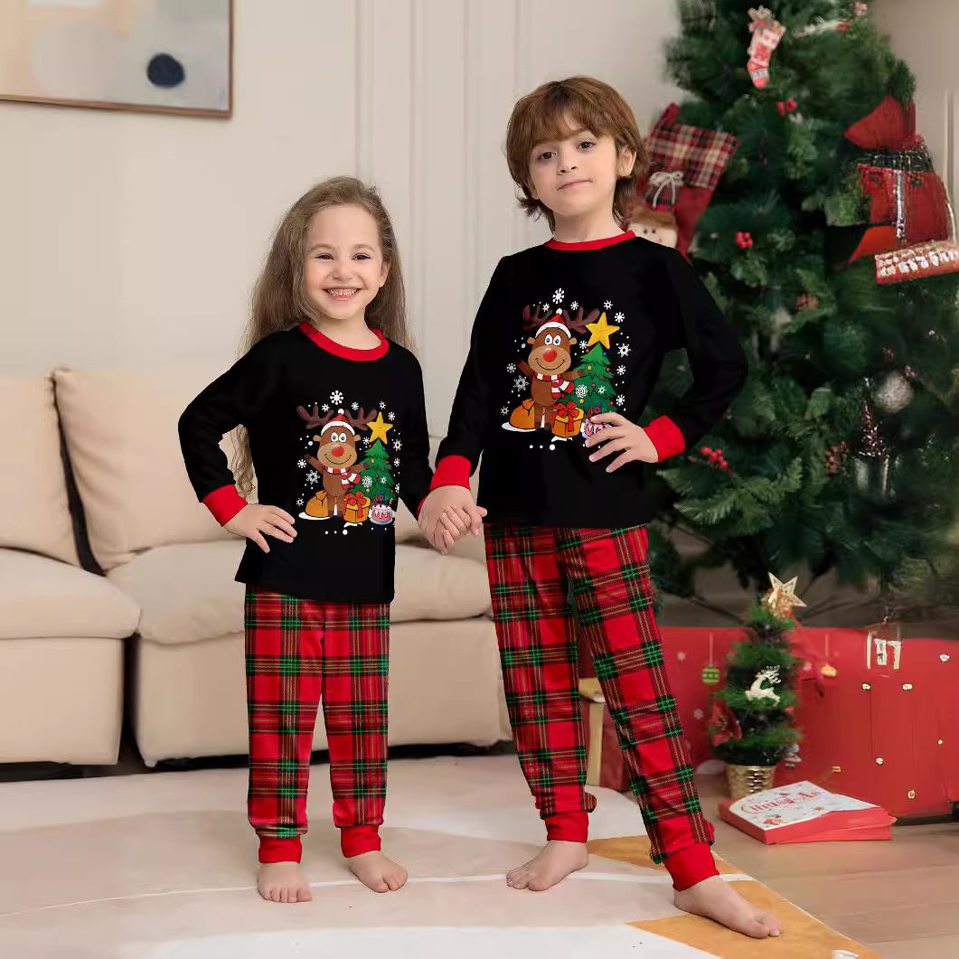 Christmas Family Matching Pajamas Set with Finger Alphabet Print Raglan Sleeve