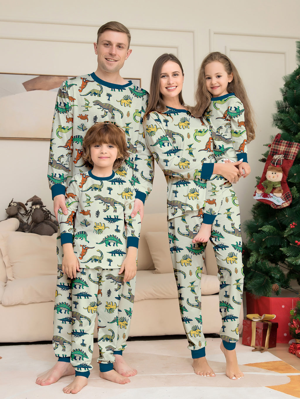 Christmas Snowman Snowflake Deer Print Parent-Child Matching Pajamas Home Wear
