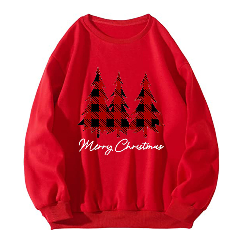 Christmas tree print hoodie for women Christmas off shoulder long sleeved