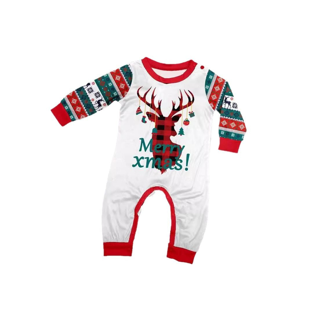 Christmas Deer Snowflake Letter Stripe Christmas Family Matching Printed Loungewear