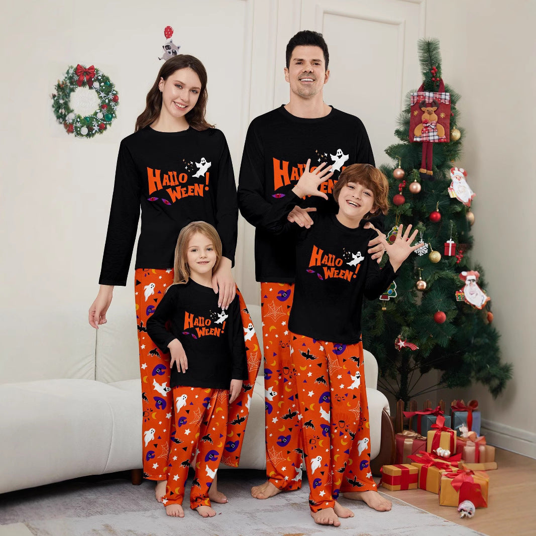 Christmas Family Matching Pajamas New Letter Ghost Star Halloween Print Home Wear Sleepwear