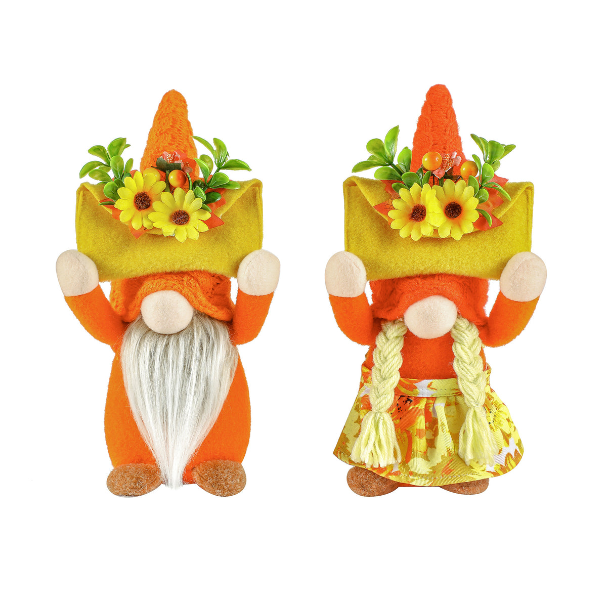 Thanksgiving Decoration Doll Maple Leaf Sunflower Faceless Dwarf Doll Figurine Harvest Festival Doll Ornament