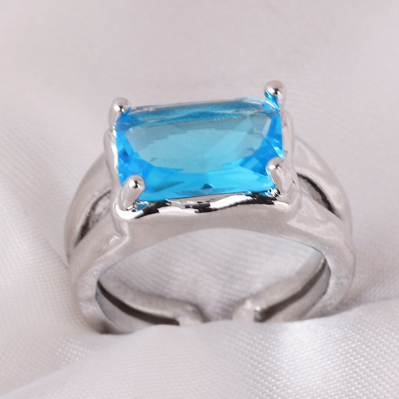 Coloful Rectangular Zircon Prayer Hand Rings For Women Gold Color Stainelss Steel Ring