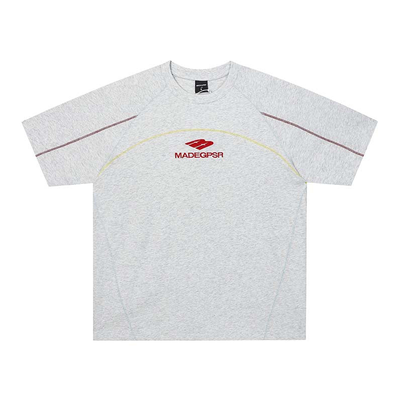 Embroidered short sleeves with letters