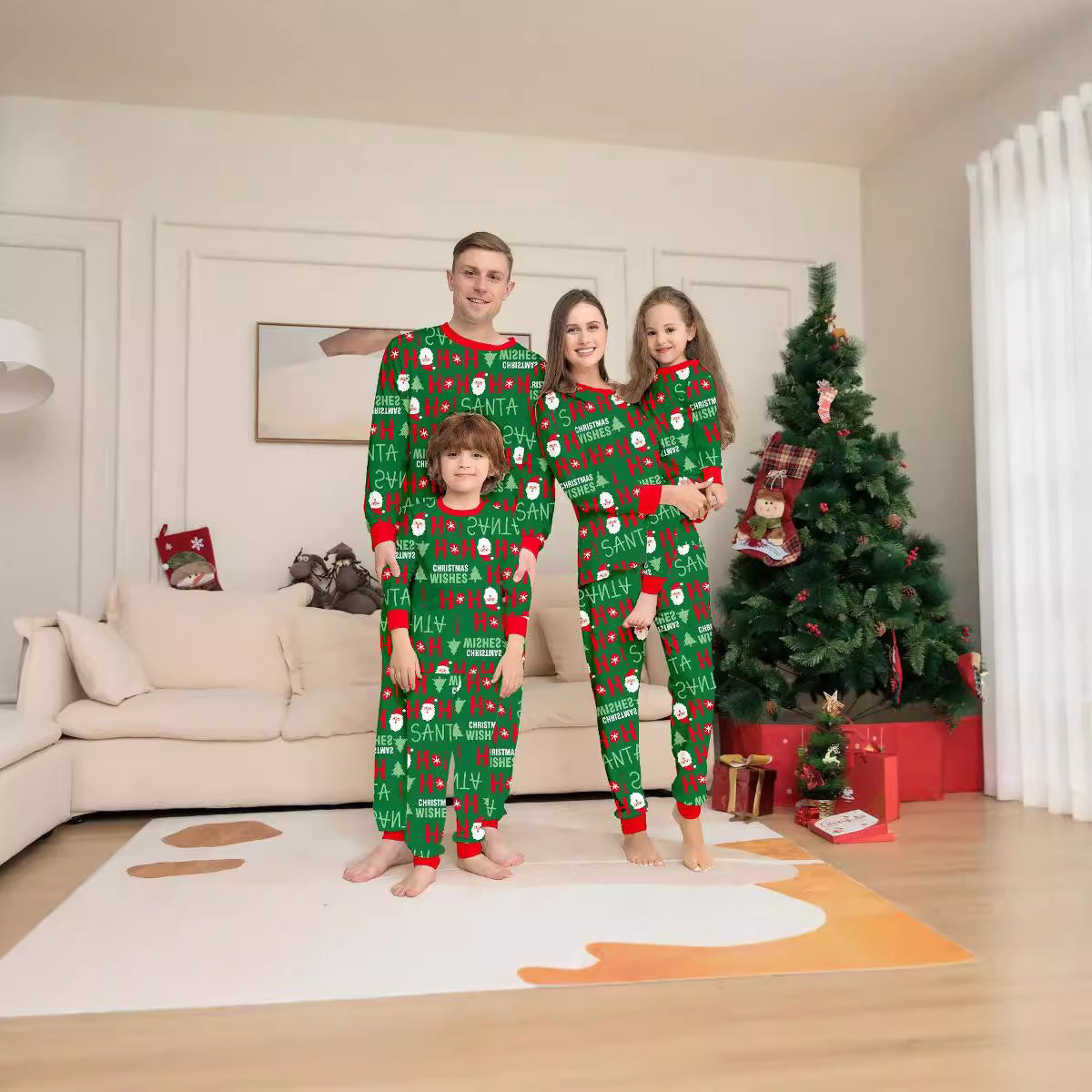 Christmas Snowman Snowflake Letter Cartoon Print Family Matching Pajamas Sleepwear