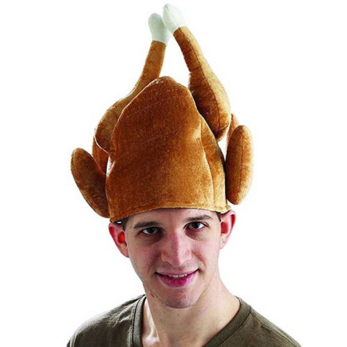 ROASTED TURKEY HAT Thanksgiving Costume Roast Chicken Raw Poultry Bird Trot Chef