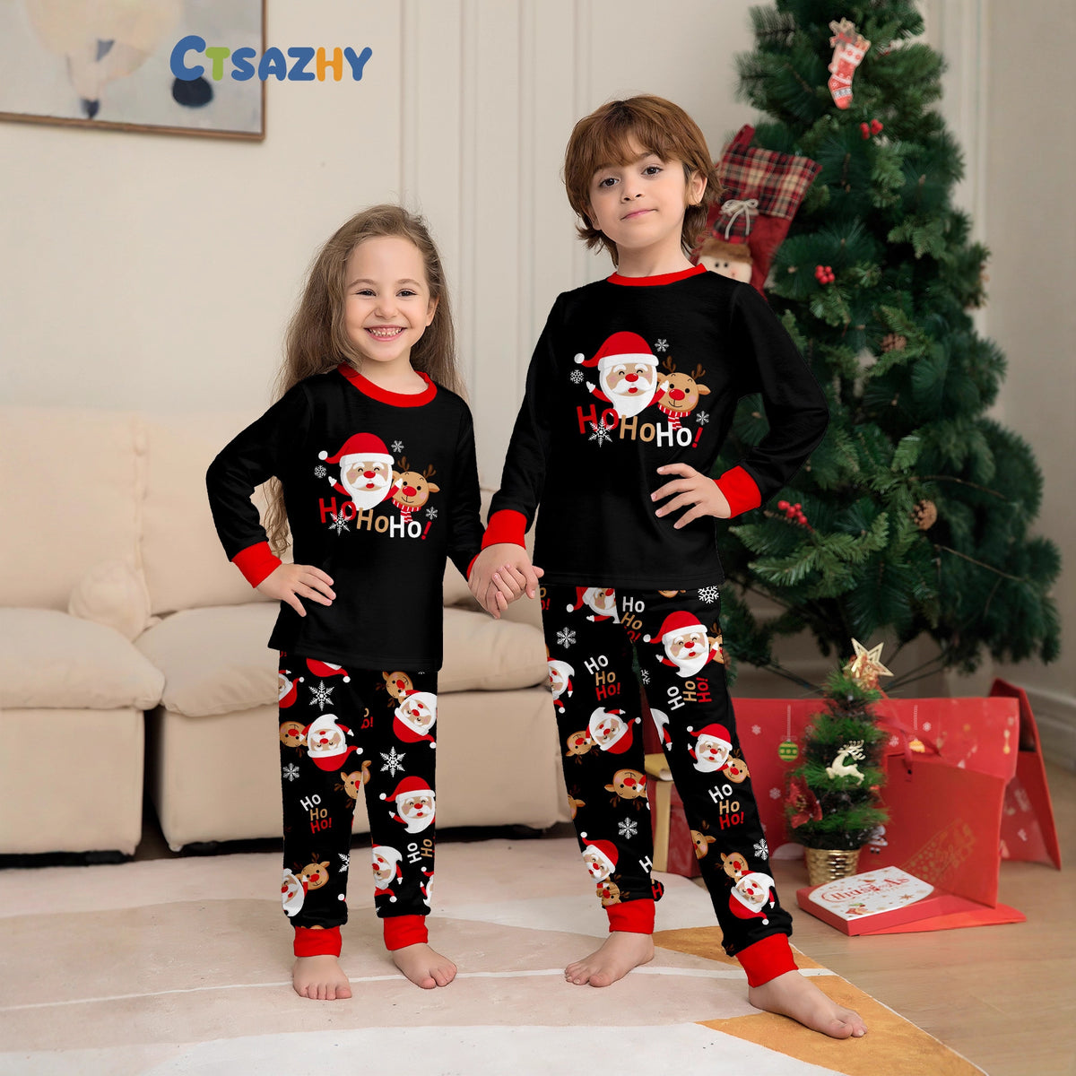 Christmas Family Matching Pajamas Set  Santa Claus Print Sleepwear for Whole Family