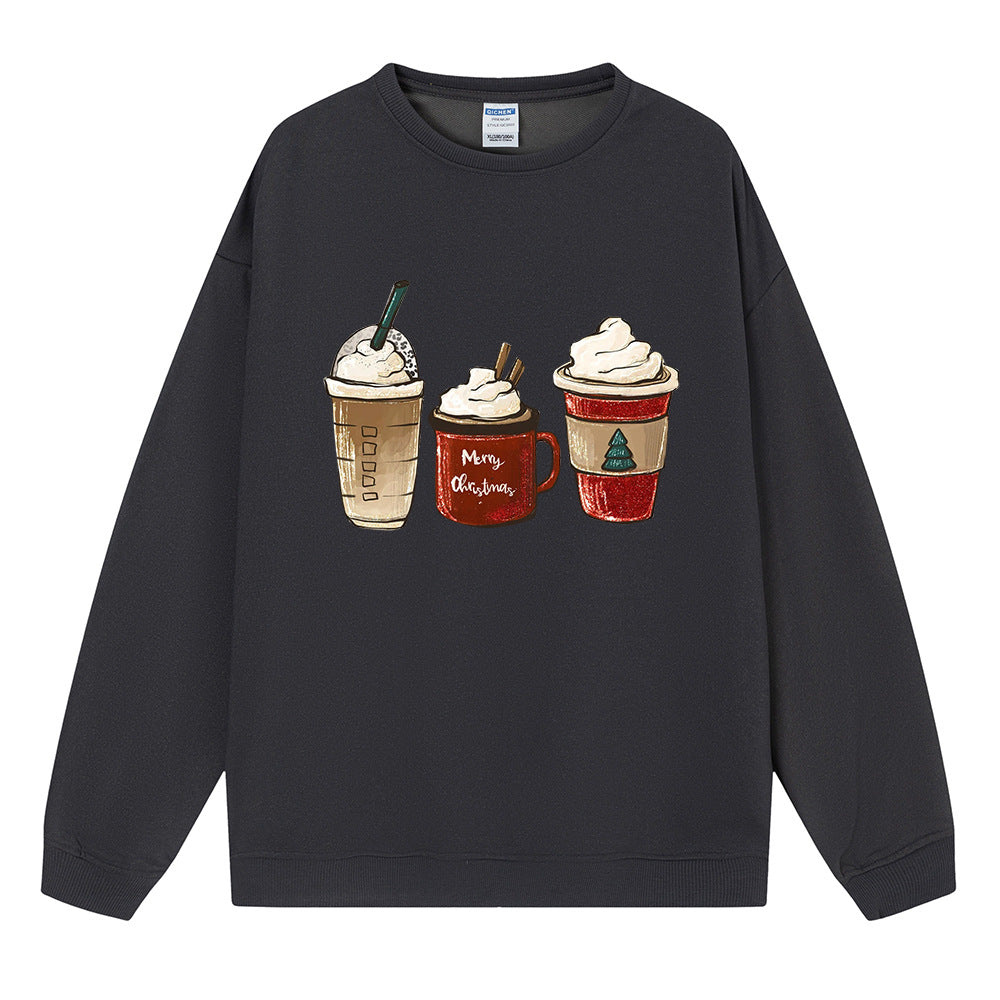Christmas hoodie, ladies' shoulder down long sleeved Christmas ice cream