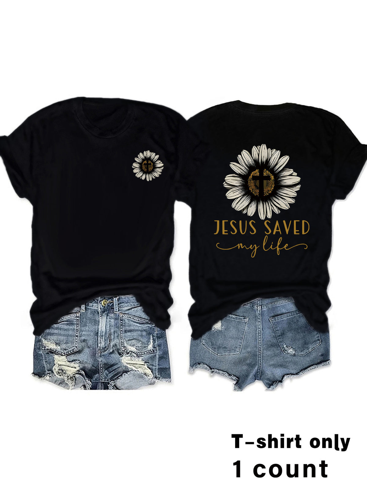 JESUS SAVED My Life Printed Summer New Short Sleeves