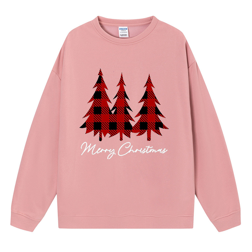 Christmas tree print hoodie for women Christmas off shoulder long sleeved