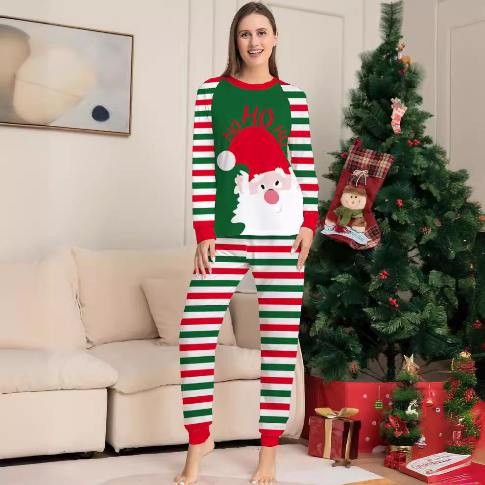 Christmas Cartoon Snowflake Deer Family Matching Pajamas Printed Home Wear Sleepwear