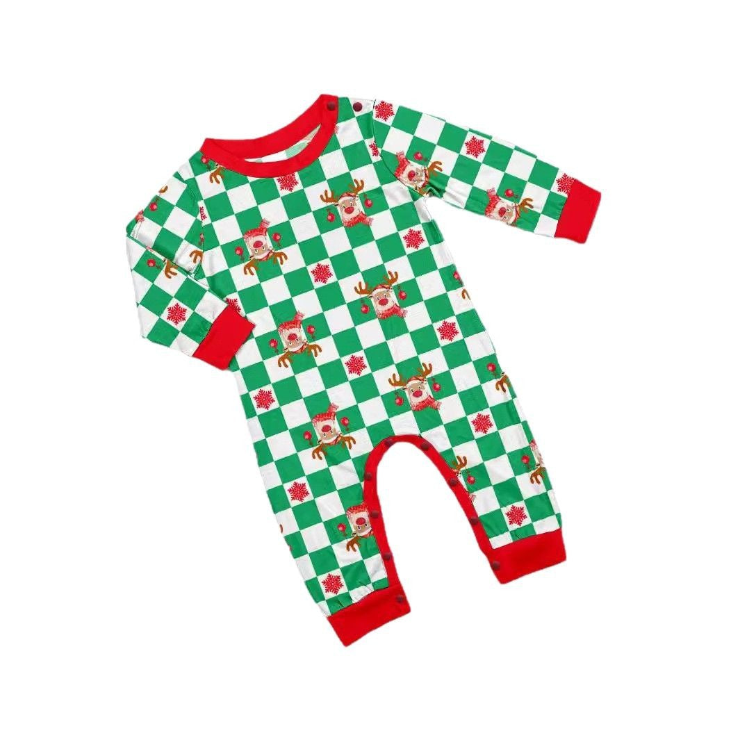 Christmas Deer Plaid Letter Print Matching Family Pajamas Sleepwear