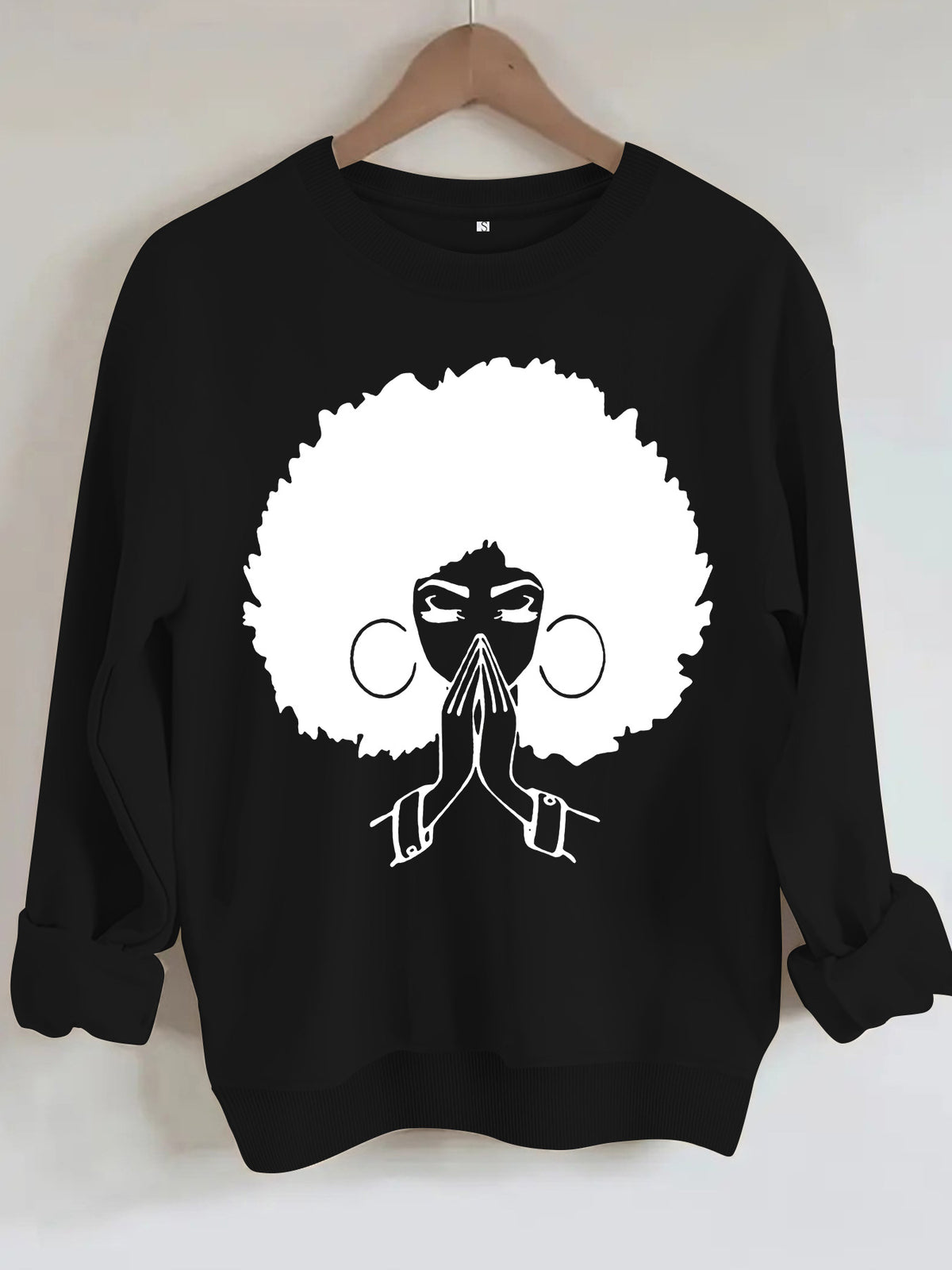Sweatshirt Explosion Head Girl Prayer Pattern Print