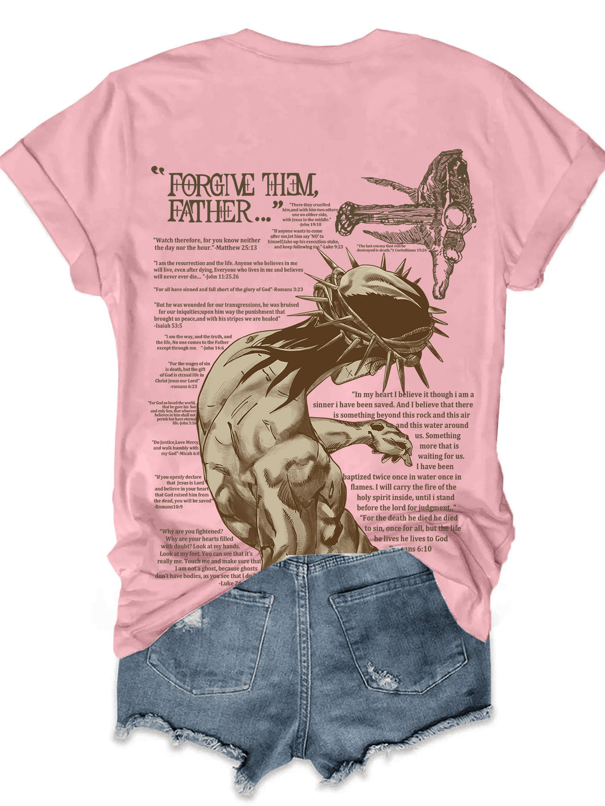 Women's Top Round Neck Jesus Letter Short Sleeve T-Shirt