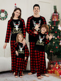 Christmas Deer Letter Plaid Print Family Matching Pajamas Sleepwear