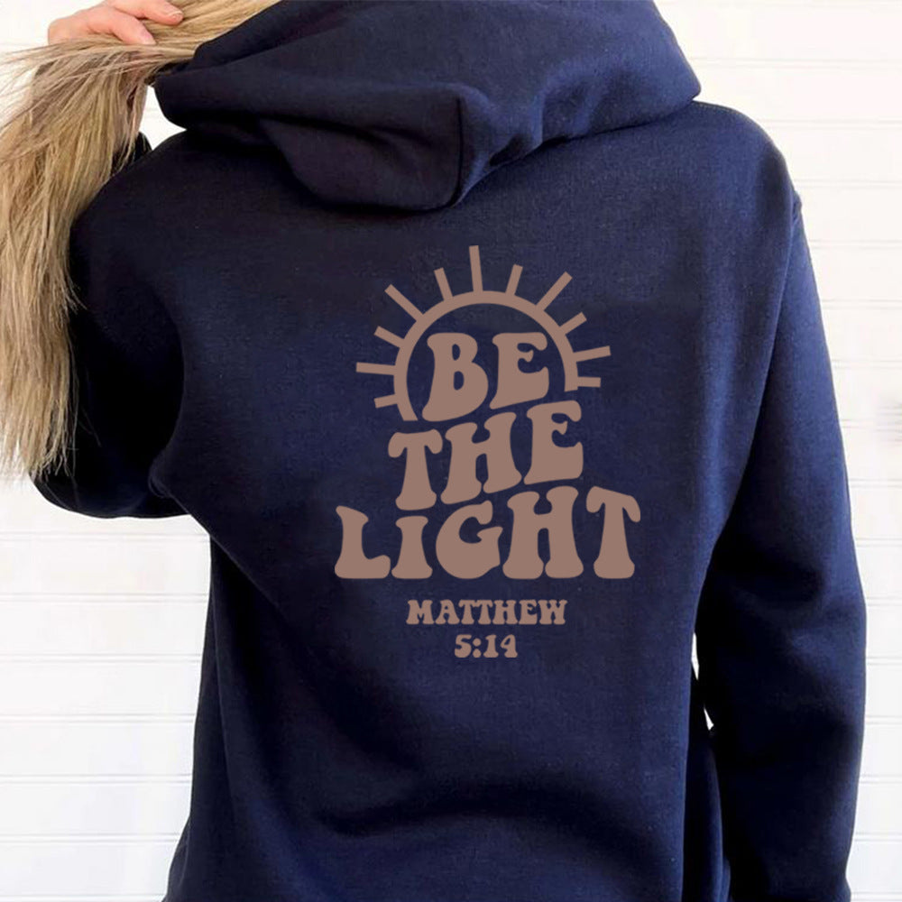 Be The Light Hoodie Matthew 5:14 Sweatshirt Bible Loose Fleece Sweatshirt