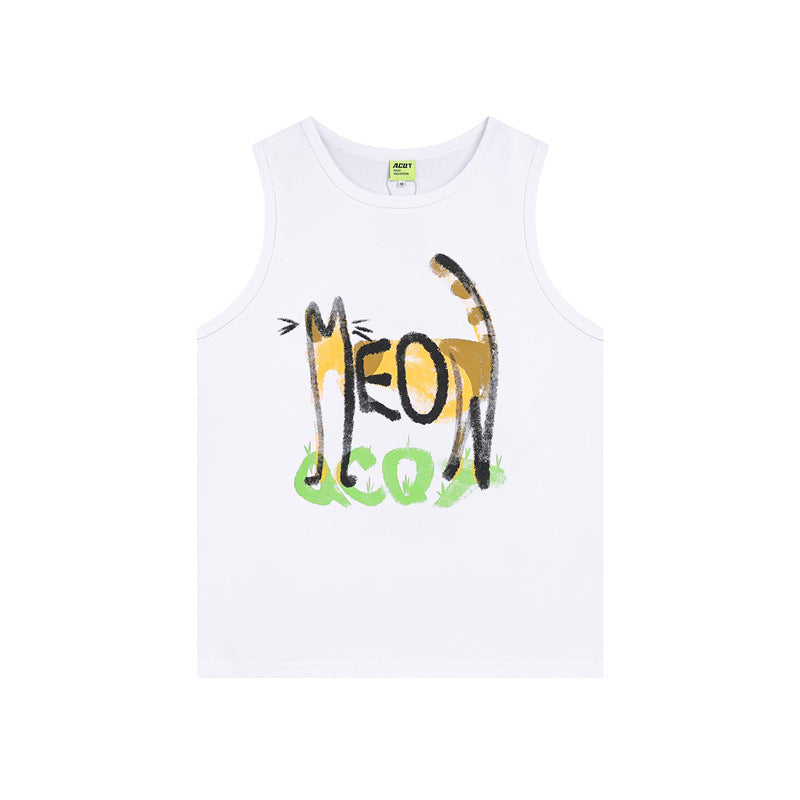 Cartoon printed vest with letters