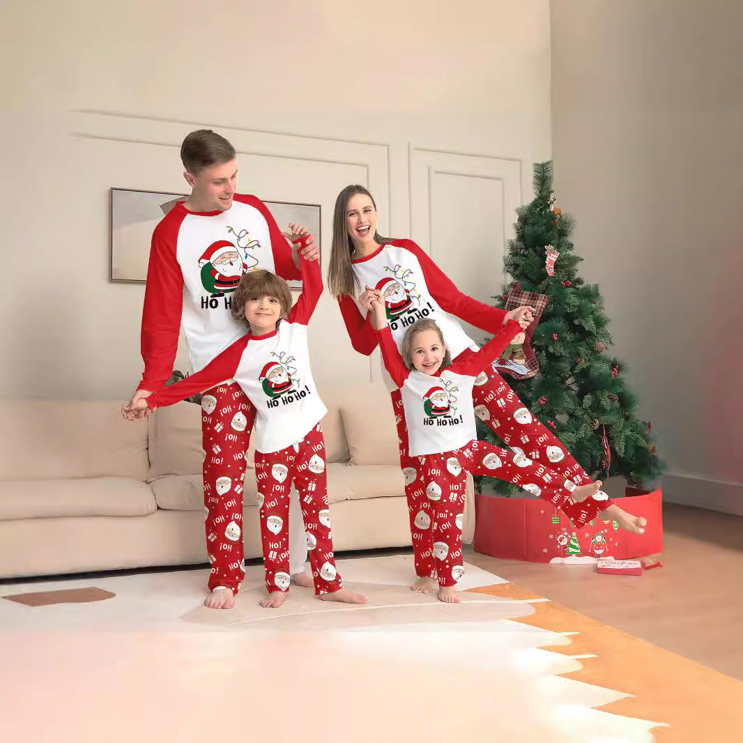 Christmas Santa Claus Letter Cartoon Parent-Child Matching Pajamas Printed Home Wear Sleepwear