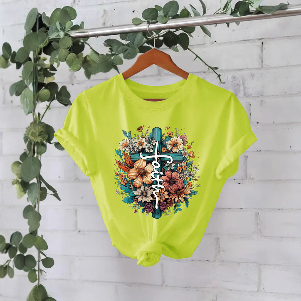 Faith printed new short sleeved women's clothing