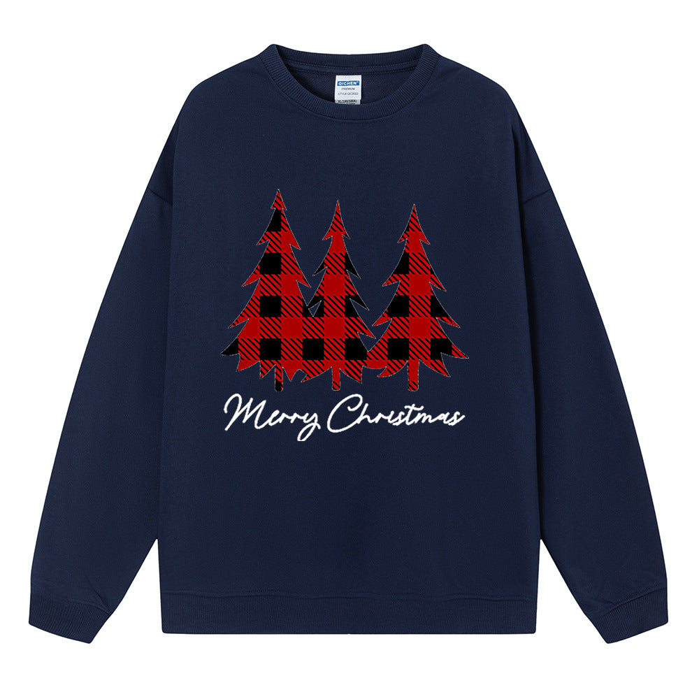 Christmas tree print hoodie for women Christmas off shoulder long sleeved