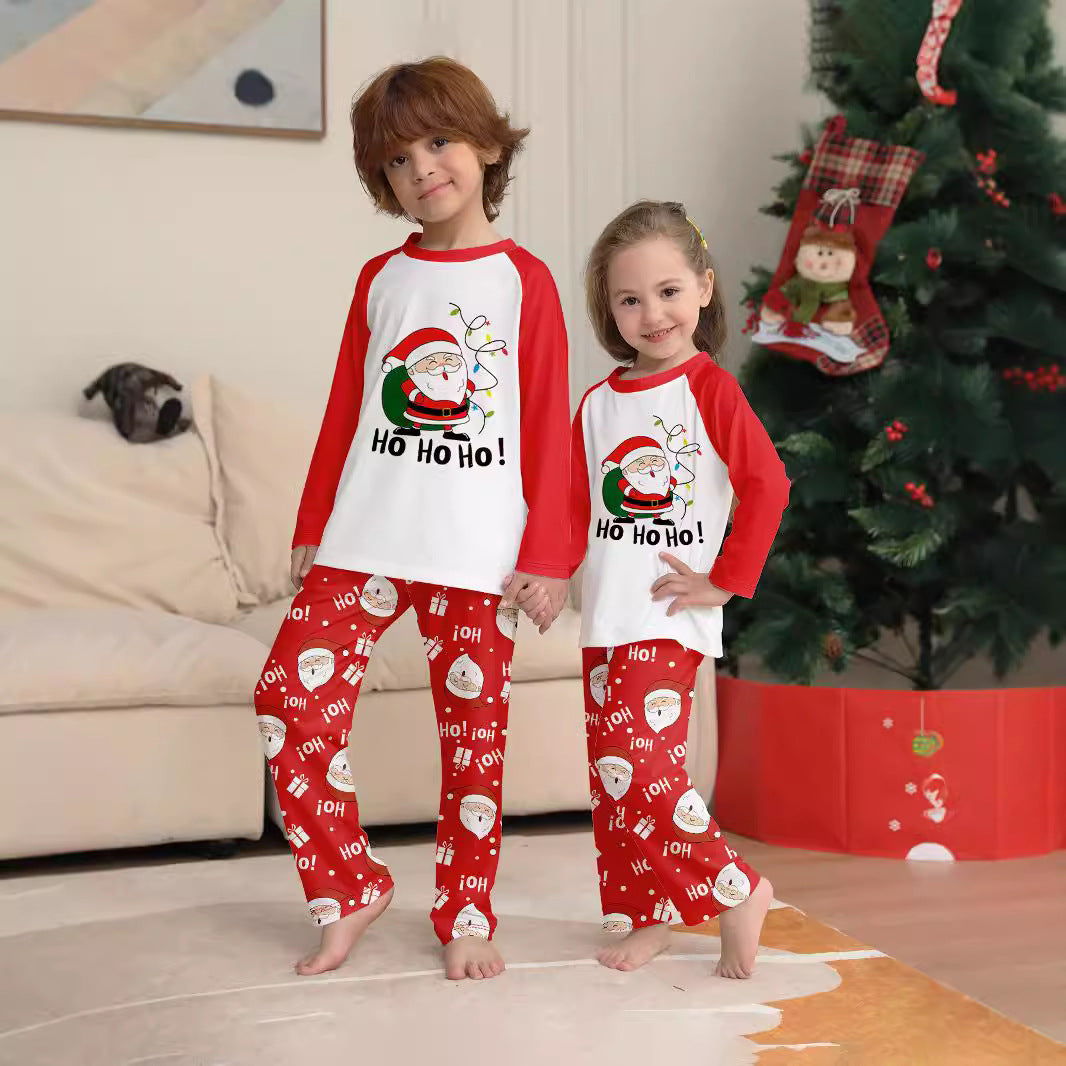 Christmas Santa Claus Letter Cartoon Parent-Child Matching Pajamas Printed Home Wear Sleepwear