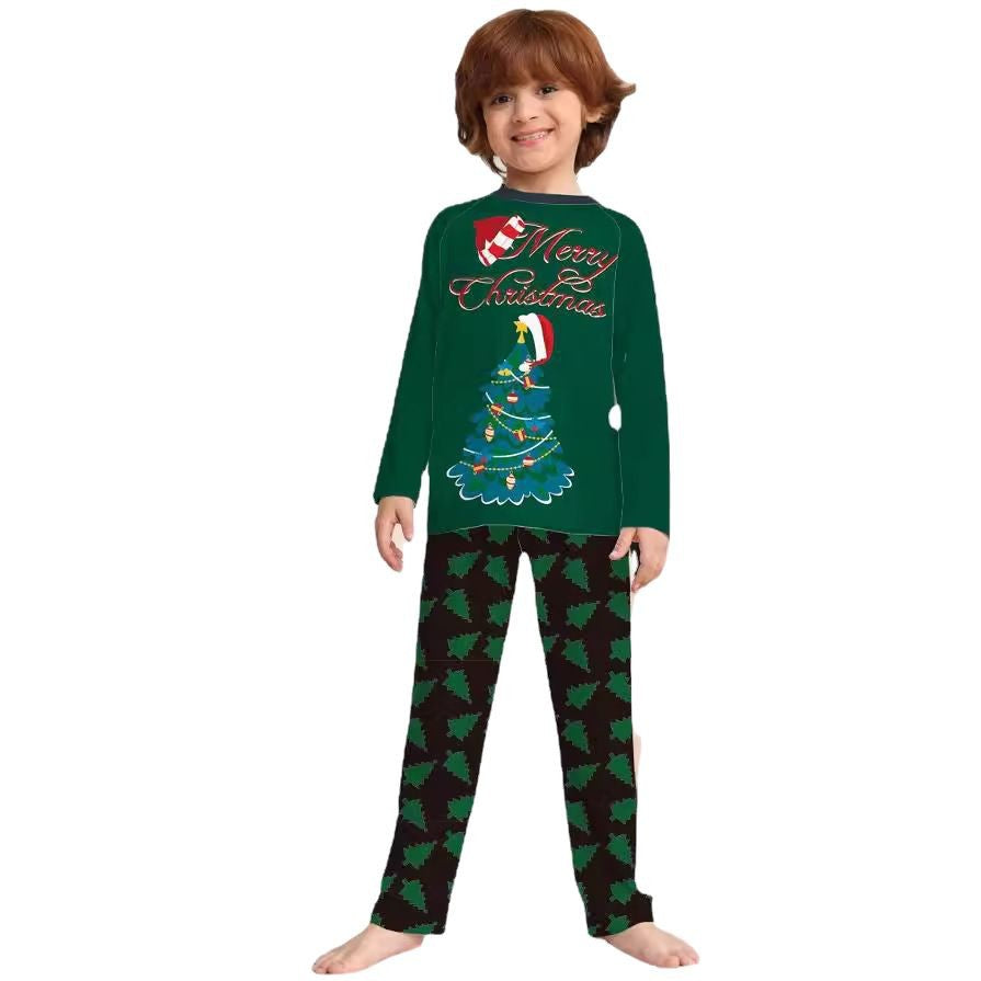 Family Christmas Matching Pajamas Long Sleeve Christmas Tree Home Wear Sleepwear