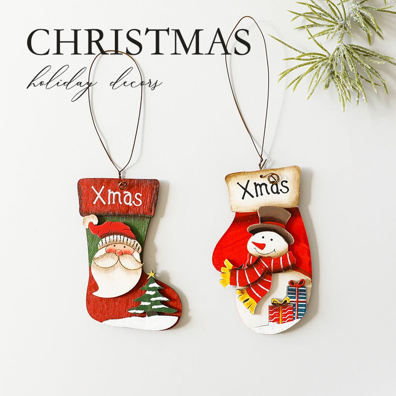 Christmas Decorations Christmas Accessories Hanging Ornaments Painted Santa Claus Snowman