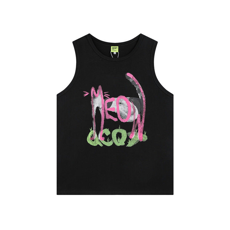 Cartoon printed vest with letters