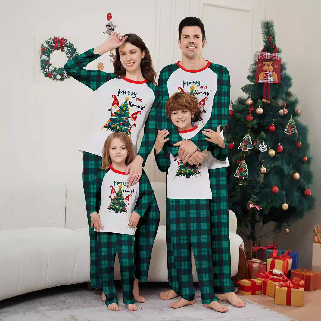 Christmas Santa Claus Letter Christmas Tree Family Matching Printed Loungewear Pajamas