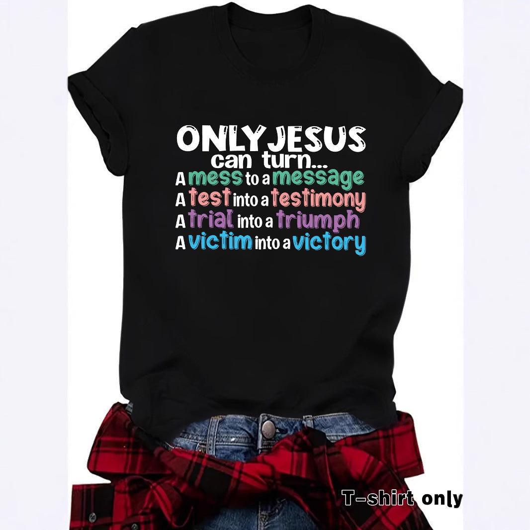 JESUS can turn new round neck loose short sleeved shirt