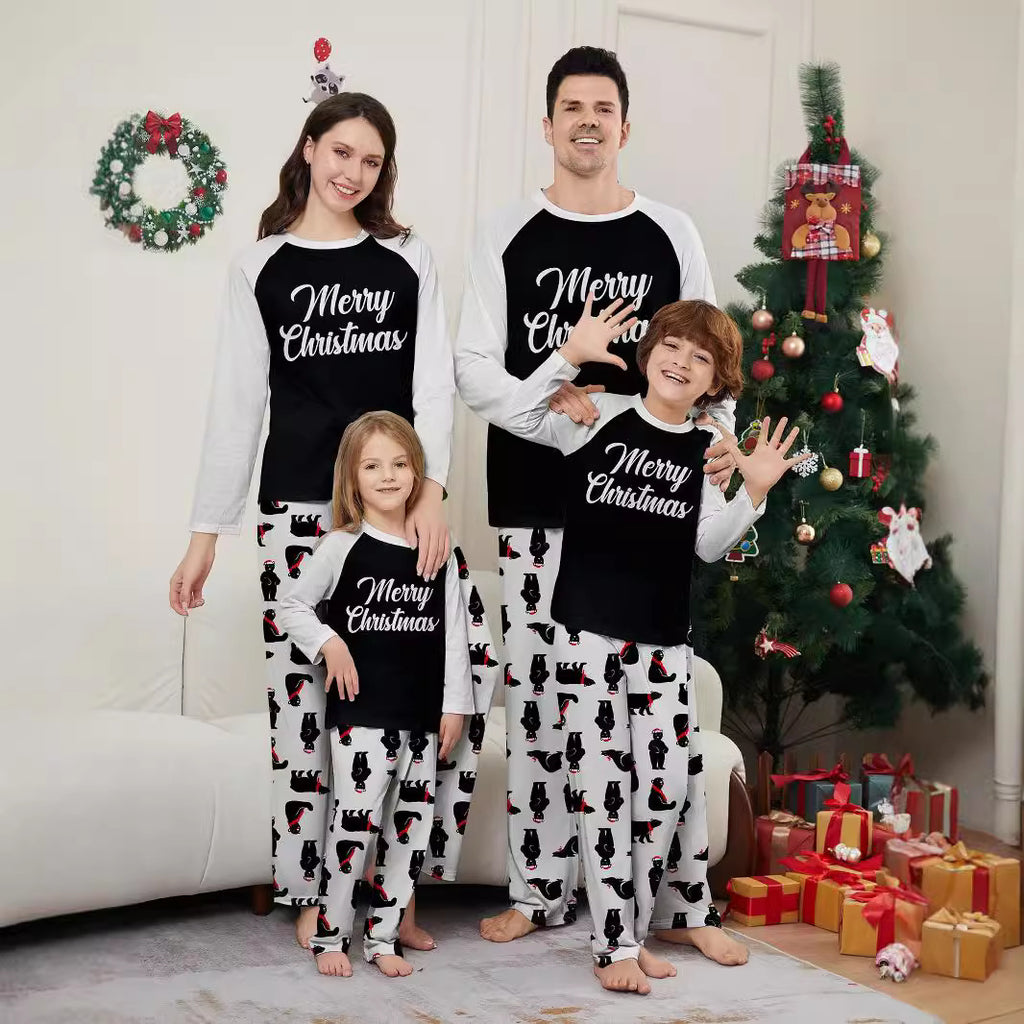 Christmas Bear Letter Print Family Matching Pajamas Sleepwear