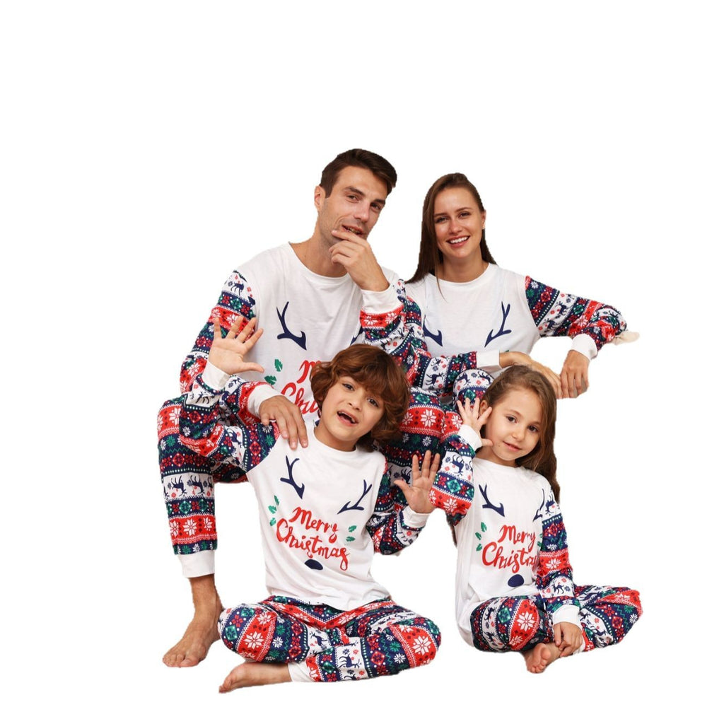 Christmas Family Matching Pajamas with Snowman, Flower, Deer and Letter Print, Comfortable Home Wear