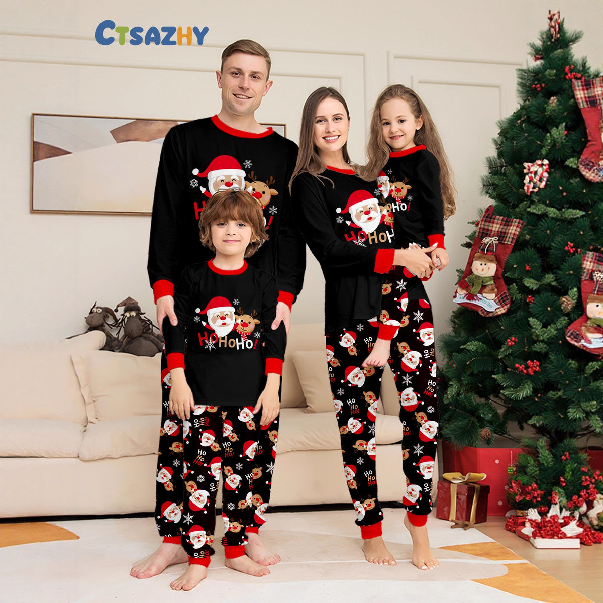 Christmas Family Matching Pajamas Set  Santa Claus Print Sleepwear for Whole Family