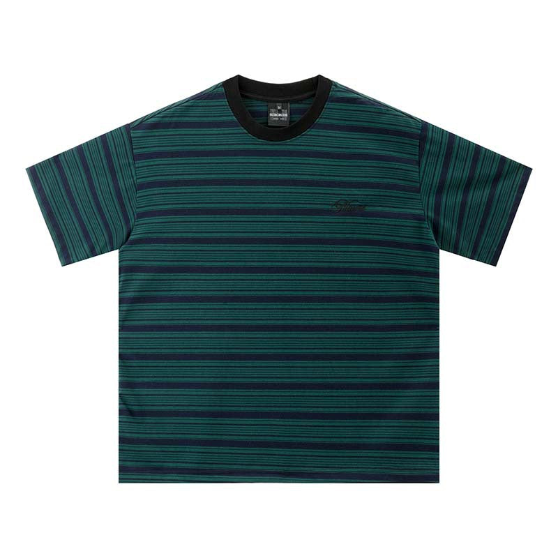 Embroidered striped short sleeves with letters