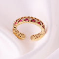 Coloful Rectangular Zircon Prayer Hand Rings For Women Gold Color Stainelss Steel Ring
