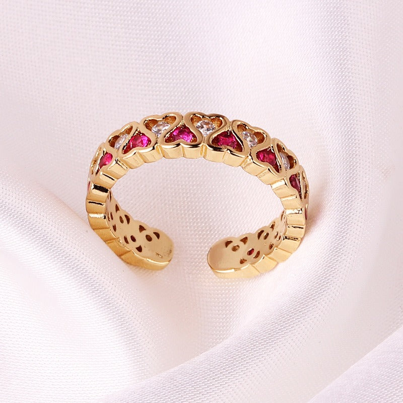 Coloful Rectangular Zircon Prayer Hand Rings For Women Gold Color Stainelss Steel Ring