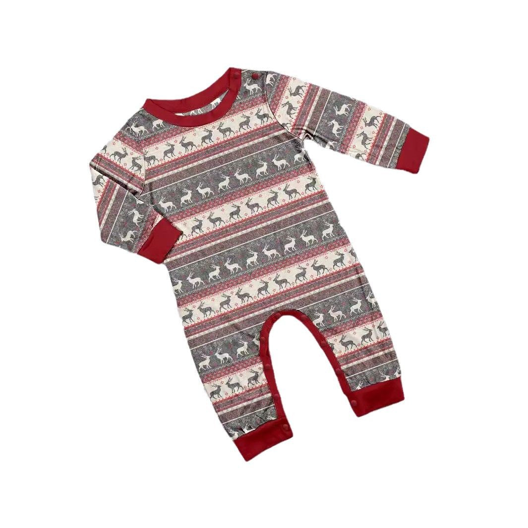 Christmas Deer Stripe Christmas Family Matching Pajamas Printed Home Wear Sleepwear