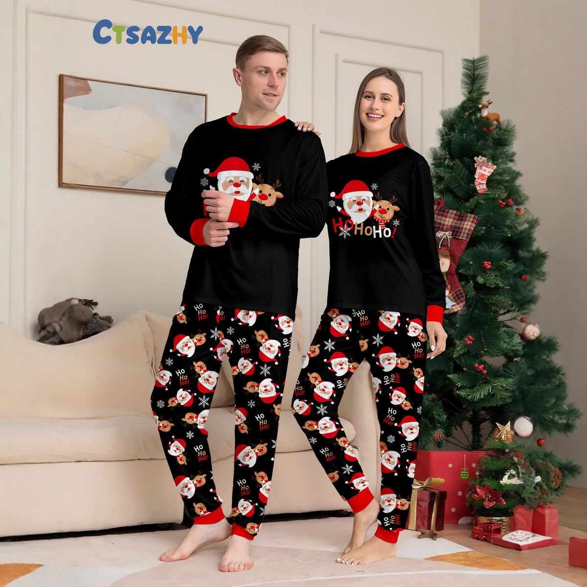 Christmas Family Matching Pajamas Set  Santa Claus Print Sleepwear for Whole Family