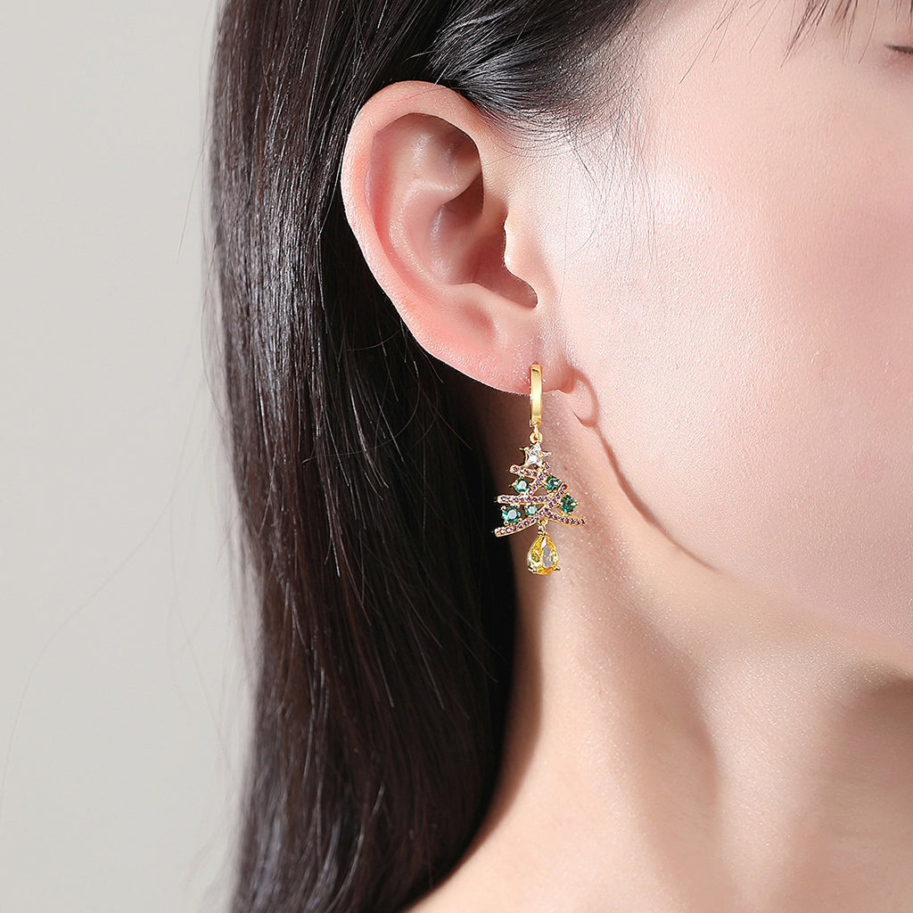 European and American Christmas Series Christmas Tree Zircon Earrings Christmas Earrings