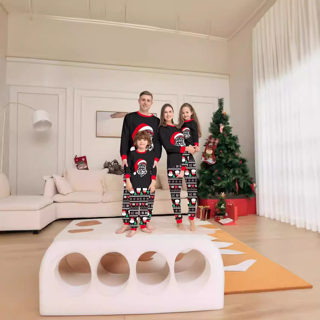 Christmas Santa Claus Letter Stripe Christmas Family Matching Printed Loungewear Pajamas